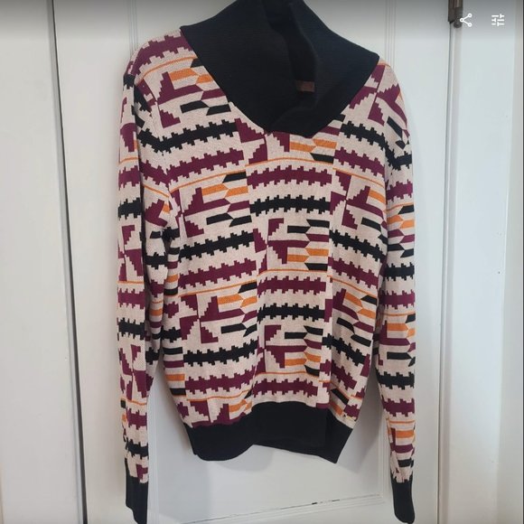 Iferan Men's African Print Sweater (Peach Kente) Large - Picture 4 of 5